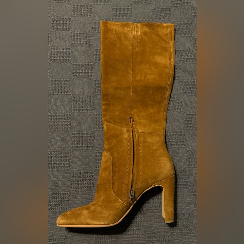 NWT NIB Dolce Vita Coop Tall Suede Boots Dark Saddle Brown Size 8 - Picture 6 of 14